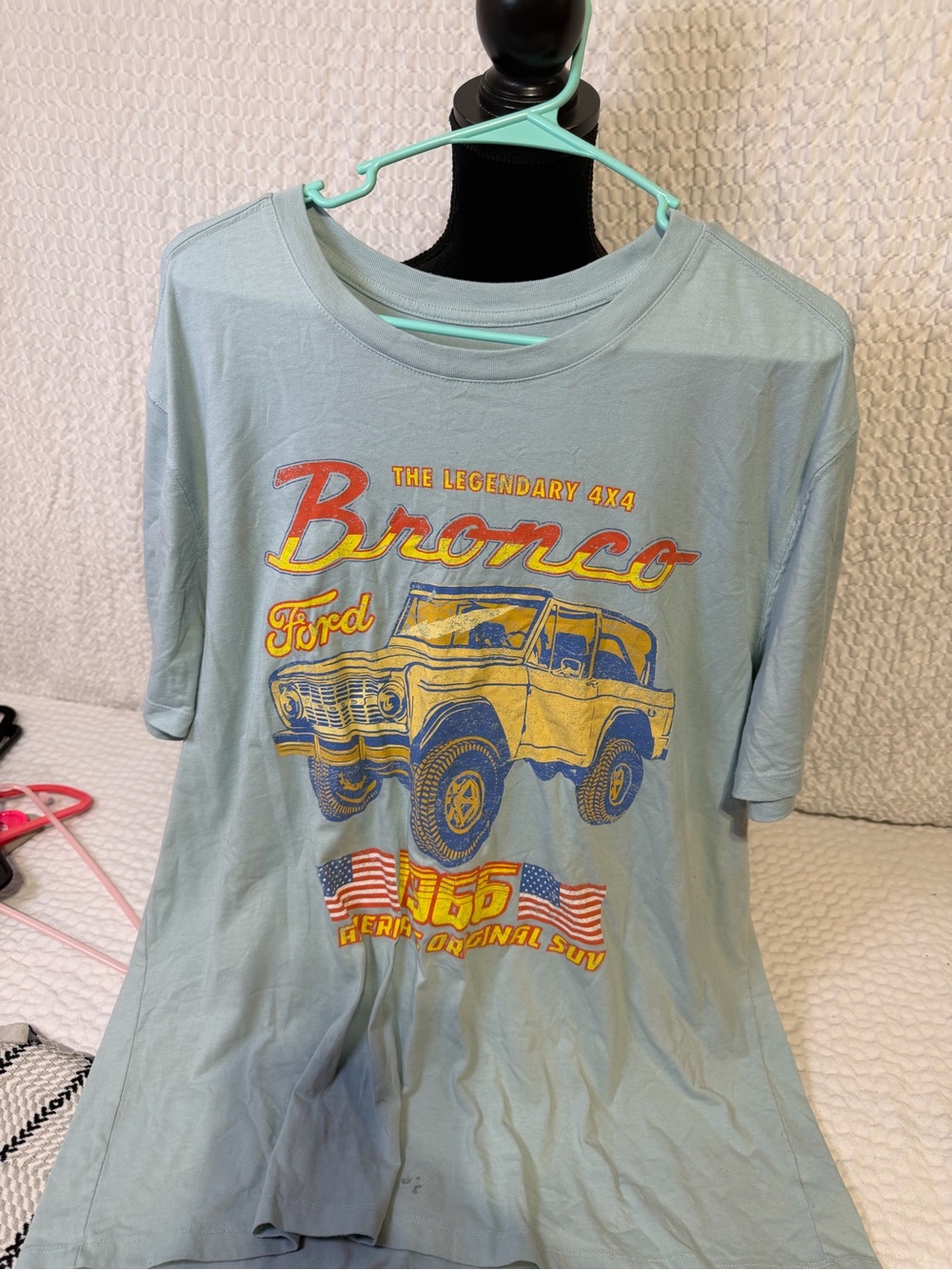 Ford Light Blue Kids Bronco Graphic Tee with Yellow Print